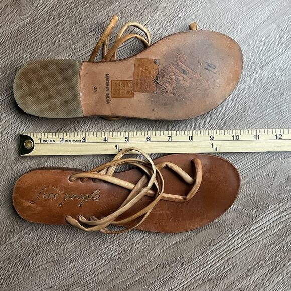 Free People Kayla Leather Strappy Sandals US 8 Flats Boho Indie Made In India - Picture 8 of 13